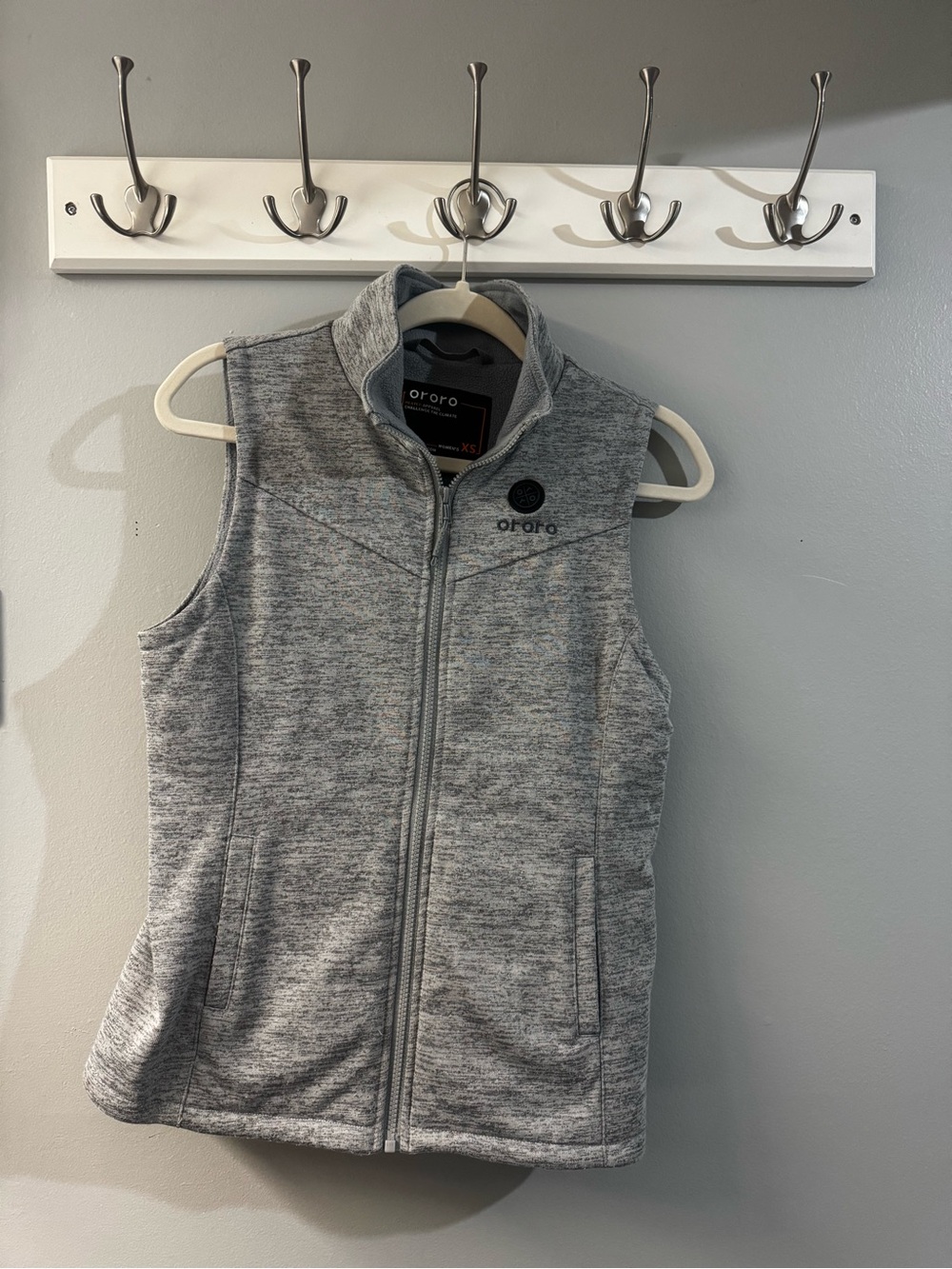 Ororo Heated Light Gray Zip-Up Fleece Vest